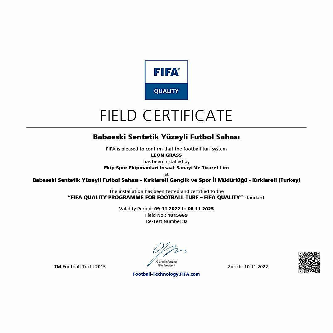 Babaeski Sentetik Yüzeyli Fifa Sertifikalı Saha Tamamlandı