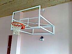 Basketbol Potası Duvara Montaj Yükseklik Ayarlı Katlanabilir Mekanik 10 mm Cam (Ak)  Panya 105 x 180 cm