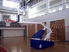 Basketbol Potası Standart Modeli NBA.Tip Portatif Katlanabilir 15 mm. Cam Panya  Hidrolik Çemberli 245 cm Projeksiyonlu